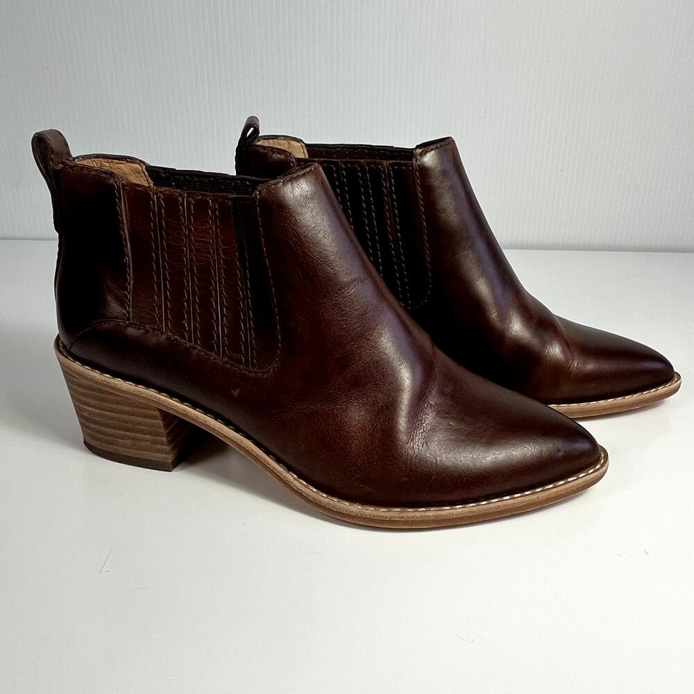 Madewell Chelsea Bonham Boots Size 6 Brown Pull On Pointed Toe Leather Booties - Picture 6 of 9